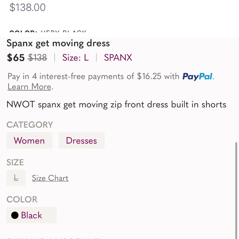 Spanx Get moving Large dress in Black